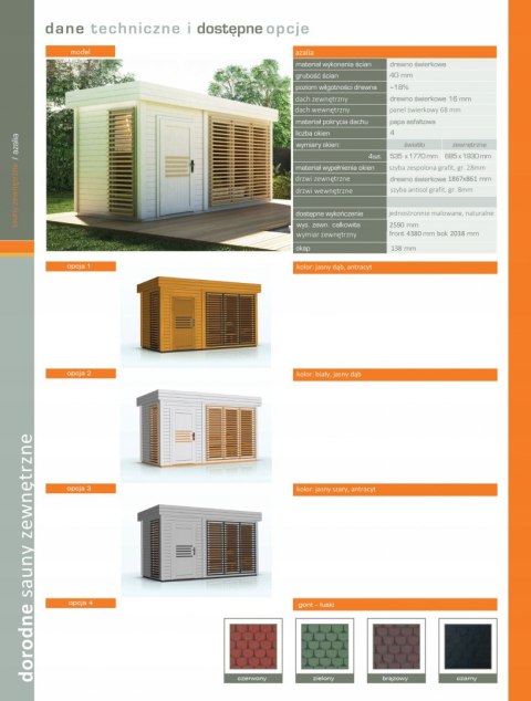 Sauna zewnętrzna AZALIA Komplet MALOWANA Sauna zewnętrzna AZALIA Komplet MALOWANA