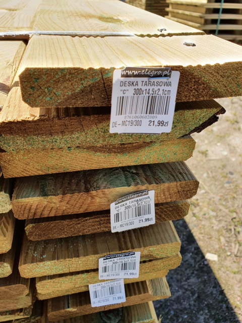 Deska sosnowa impregnowana 240x14,5x2,1cm KL C Deska sosnowa impregnowana 240x14,5x2,1cm KL C