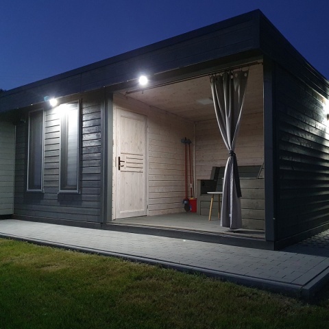 Altana, domek ogrodowy z tarasem, całoroczny 3x6m, uzbrojony z wyposażeniem