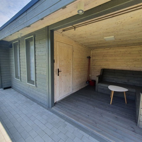 Altana, domek ogrodowy z tarasem, całoroczny 3x6m, uzbrojony z wyposażeniem