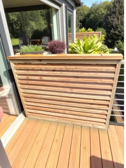 Balustrada tarasowa wykonana z modrzewia kl. C styl żaluzjowy wym. (100-160|)cm dł. 85cm wys.