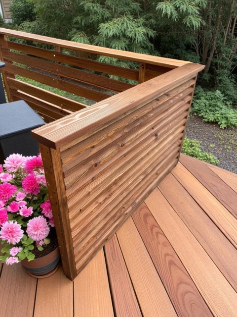 Balustrada tarasowa wykonana z modrzewia kl. C styl żaluzjowy wym. (100-160|)cm dł. 85cm wys.