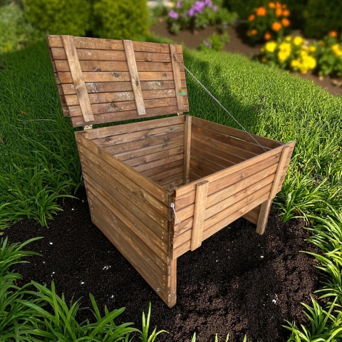 Kompostownik z pokrywą 102x102x78cm impr. na brązowo 800L Kompostownik z pokrywą 102x102x78cm impr. na brązowo 800L