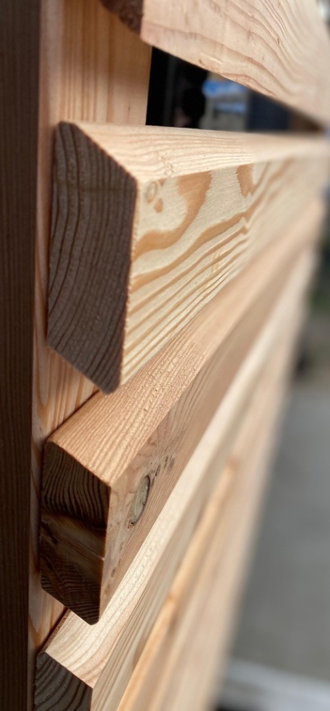 Płot lamelowy 180x180cm z modrzewia KL C