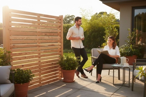 Płot lamelowy 180x180cm z modrzewia KL C