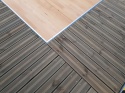Deska tarasowa sosnowa 60x14,5x2,7cm ryfel drobny z przerwą BRĄZOWA