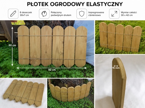 Palisada - płotek elastyczny 42x30cm impr. ziel. drut oc.